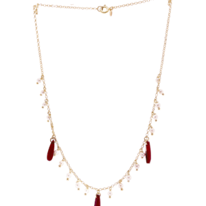 COLLANA NOIR CON GOCCE ROSSE E CHARM DI PERLE