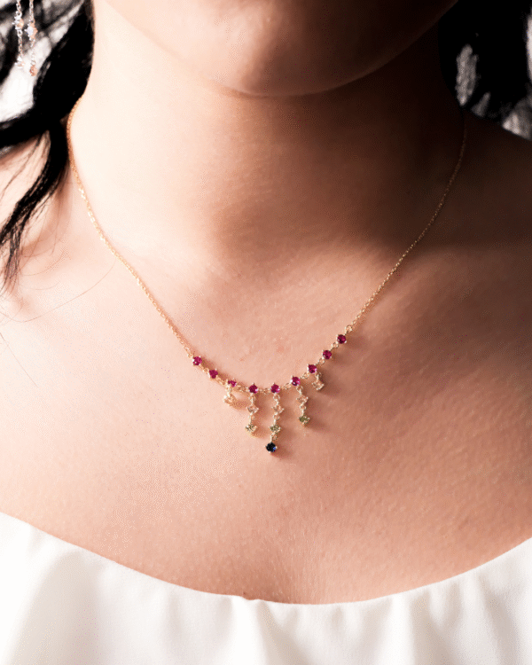 COLLANA ZIRCONI A CASCATA MULTICOLORE - immagine 2