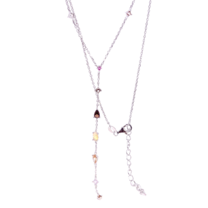 COLLANA  A CRAVATTA CON ZIRCONI GRADUATI CHAMPAGNE
