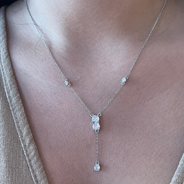 COLLANA A CRAVATTA ZIRCONI CON GOCCIA - immagine 2