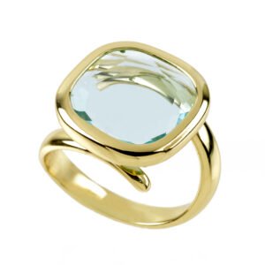 ANELLO QUADRATO CON PIETRA AZZURRA