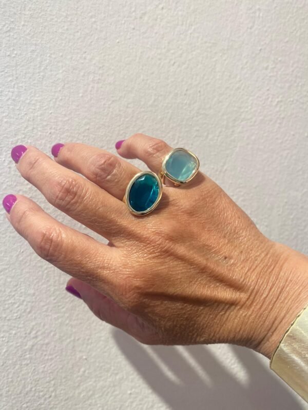 ANELLO AQUA QUADRATO AZZURRO - immagine 3